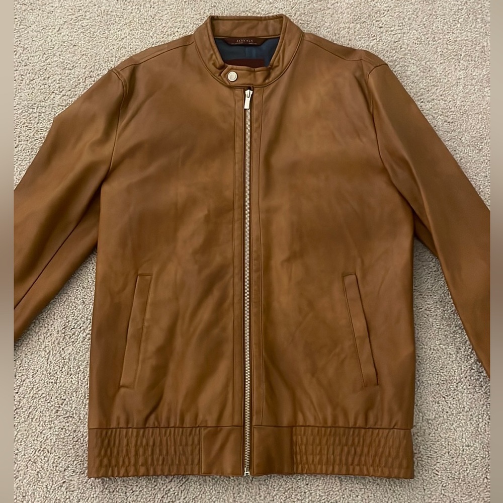 Zara Man Tan Leather Jacket